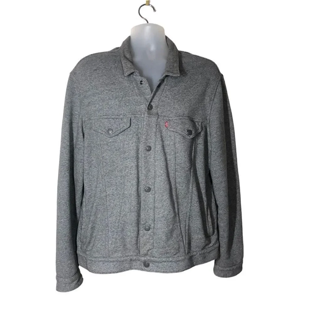 Levis Commuter Trucker Mens Size XXL Gray Snap Front Pockets Coat Casual Biggy - Picture 6 of 9